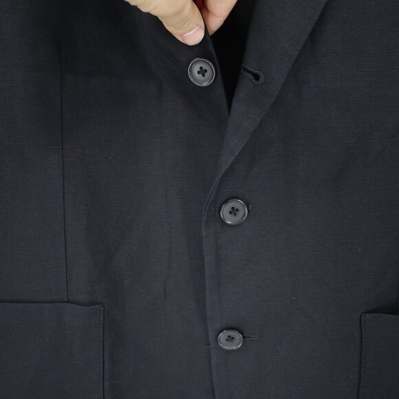 Studiosuits Sport Coat Men 42R Unstructured Linen Peak lapel Patch pockets black - Picture 2 of 13